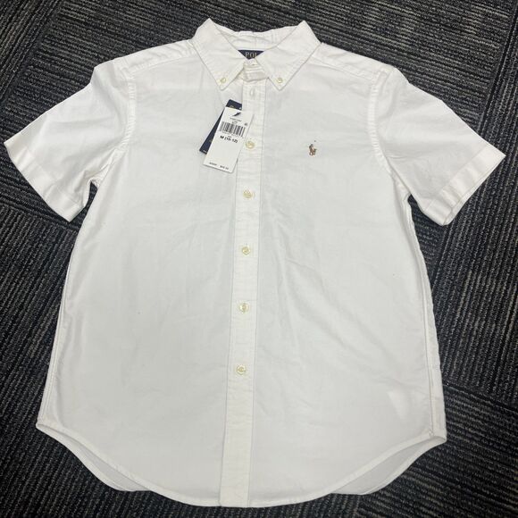 POLO Ralph Lauren Boys Cotton Button Front Shirt Short Sleeves Size M (10-12) - Picture 1 of 9